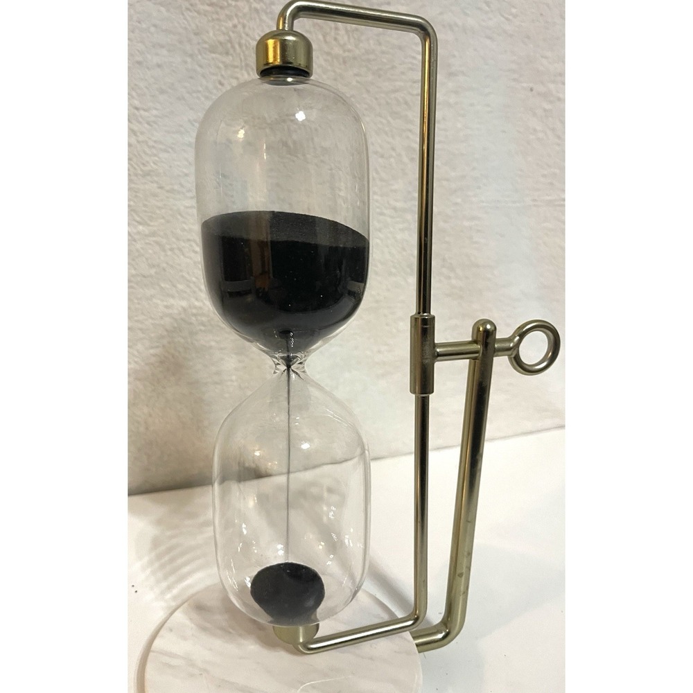 vintage hourglass sand timer with marble base And Brass Hardware See Details - Picture 5 of 6